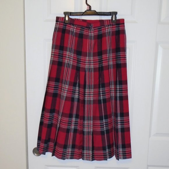 Vintage Pendleton Wool Tartan Plaid Maxi Skirt Red Preppy Old Money Classical - Picture 2 of 10